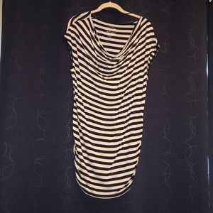 Inc knit stripe long tunic with ruched side